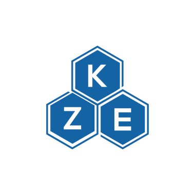 Beyaz arkaplanda KZE harf logosu tasarımı. KZE yaratıcı harflerin baş harfleri logo kavramı. KZE harf tasarımı.