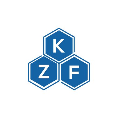 Beyaz arkaplanda LZBKZF harf logosu tasarımı. KZF yaratıcı harflerin baş harfleri logo kavramı. KZF harf tasarımı.