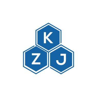 Beyaz arkaplanda KZJ harf logosu tasarımı. KZJ yaratıcı harflerin baş harfleri logo kavramı. KZJ harf tasarımı.