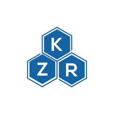 Beyaz arkaplanda KZR harf logosu tasarımı. KZR yaratıcı harflerin baş harfleri logo kavramı. KZR harf tasarımı.