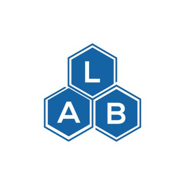 Beyaz arka planda LAB harfi logo tasarımı. Laboratuvar yaratıcı harflerin baş harfleri logo konsepti. LAB harf tasarımı.