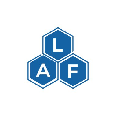 Beyaz arka planda LAF harf logosu tasarımı. LAF yaratıcı harflerin baş harfleri logo kavramı. LAF harf tasarımı.