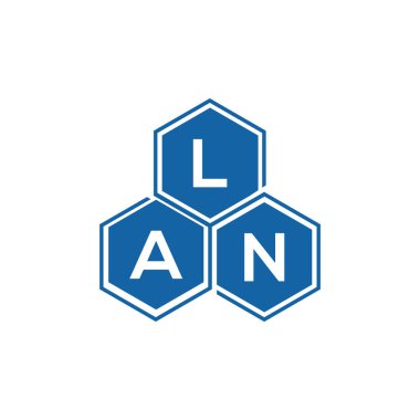Beyaz arka planda LAN harf logosu tasarımı. LAN yaratıcı harflerin baş harfleri logo kavramı. LAN harf tasarımı.