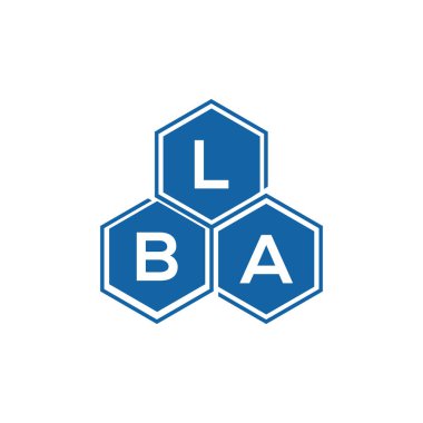Beyaz arka planda LBA harf logosu tasarımı. LBA yaratıcı harfler logosu konsepti. LBA harf tasarımı.