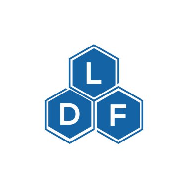 Beyaz arka planda LDF harf logosu tasarımı. LDF yaratıcı harflerin baş harfleri logo kavramı. LDF harf tasarımı.