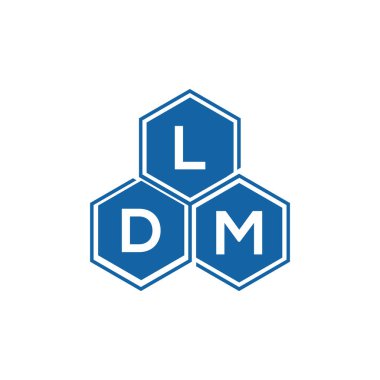 Beyaz arka planda LDM harf logosu tasarımı. LDM yaratıcı harflerin baş harfleri logo kavramı. LDM harf tasarımı.