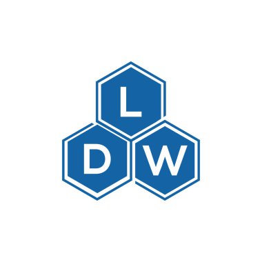 Beyaz arkaplanda LDW harf logosu tasarımı. LDW yaratıcı harflerin baş harfleri logo kavramı. LDW harf tasarımı.