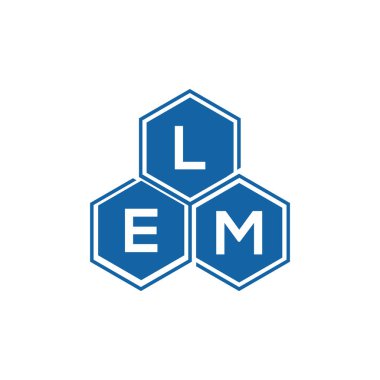 Beyaz arka planda ay modülü logosu tasarımı. LEM yaratıcı harflerin baş harfleri logo konsepti. Ay harfi tasarımı.