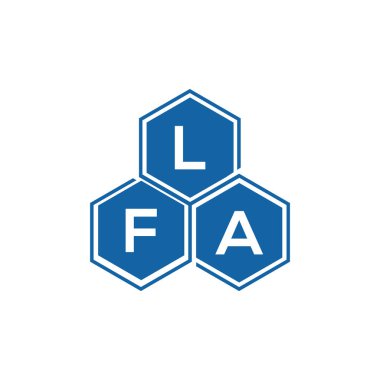 Beyaz arka planda LFA harf logosu tasarımı. LFA yaratıcı harflerin baş harfleri logo kavramı. LFA harf tasarımı.