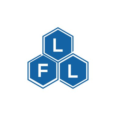 Beyaz arka planda LFL harf logosu tasarımı. LFL yaratıcı harflerin baş harfleri logo kavramı. LFL harf tasarımı.