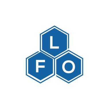 Beyaz arka planda LFO harfi logosu tasarımı. LFO yaratıcı harflerin baş harfleri logo kavramı. LFO harfi tasarımı.