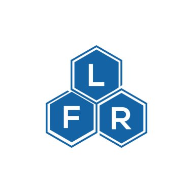Beyaz arka planda LFR harf logosu tasarımı. LFR yaratıcı harflerin baş harfleri logo kavramı. LFR harf tasarımı.
