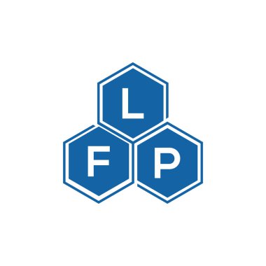 Beyaz arka planda LFP harf logosu tasarımı. LFP yaratıcı harflerin baş harfleri logo kavramı. LFP harf tasarımı.