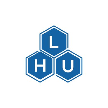 Beyaz arka planda LHU harf logosu tasarımı. LHU yaratıcı harflerin baş harfleri logo kavramı. LHU harf tasarımı.