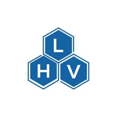 Beyaz arka planda LHV harf logosu tasarımı. LHV yaratıcı harflerin baş harfleri logo kavramı. LHV harf tasarımı.