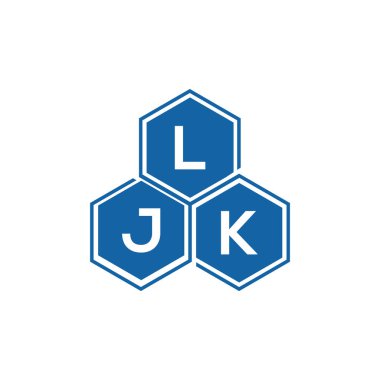 Beyaz arka planda LJK harf logosu tasarımı. LJK yaratıcı harflerin baş harfleri logo kavramı. LJK harf tasarımı.