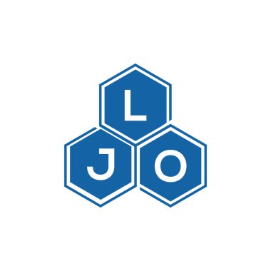 Beyaz arka planda LJO harf logosu tasarımı. LJO yaratıcı harflerin baş harfleri logo kavramı. LJO harf tasarımı.