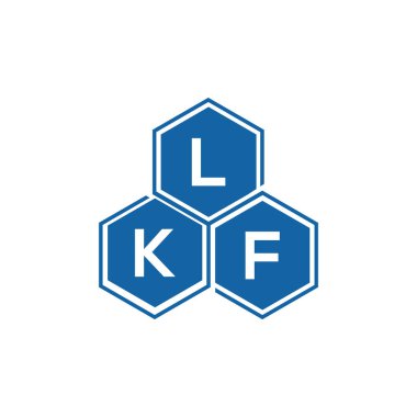 Beyaz arkaplanda LKF harf logosu tasarımı. LKF yaratıcı harflerin baş harfleri logo kavramı. LKF harf tasarımı.