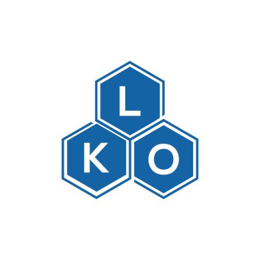 Beyaz arka planda LKO harf logosu tasarımı. LKO yaratıcı harflerin baş harfleri logo kavramı. LKO harf tasarımı.