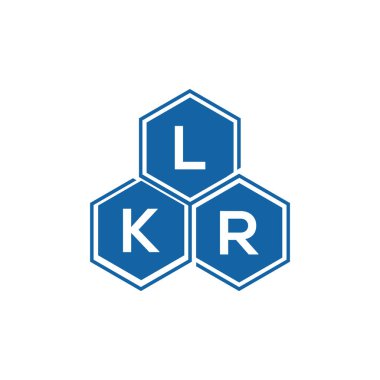 Beyaz arka planda LKR harf logosu tasarımı. LKR yaratıcı harflerin baş harfleri logo kavramı. LKR harf tasarımı.