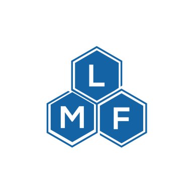 Beyaz arkaplanda LMF harf logosu tasarımı. LMF yaratıcı harflerin baş harfleri logo kavramı. LMF harf tasarımı.