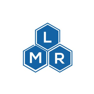 Beyaz arka planda LMR harf logosu tasarımı. LMR yaratıcı harflerin baş harfleri logo kavramı. LMR harf tasarımı.