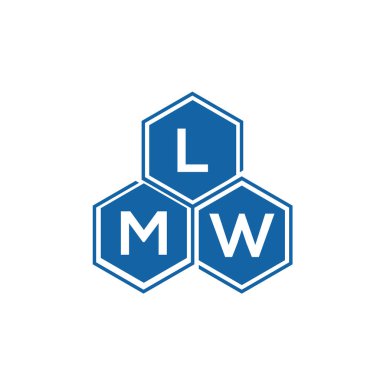 Beyaz arkaplanda LMW harf logosu tasarımı. LMW yaratıcı harflerin baş harfleri logo kavramı. LMW harf tasarımı.