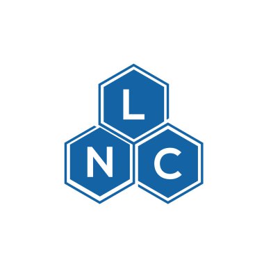 Beyaz arka planda LNC harf logosu tasarımı. LNC yaratıcı harflerin baş harfleri logo kavramı. LNC harf tasarımı.