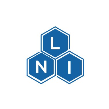 Beyaz arka planda LNI harf logosu tasarımı. LNI yaratıcı harfler logosu konsepti. LNI harf tasarımı.