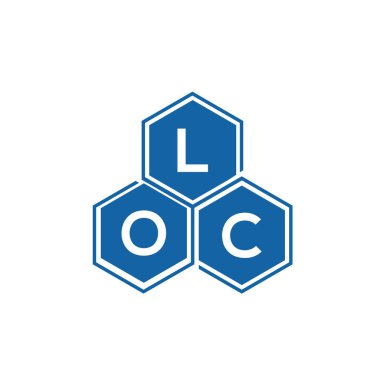 Beyaz arka planda LOC harf logosu tasarımı. LOC yaratıcı harflerin baş harfleri logo konsepti. LOC harf tasarımı.
