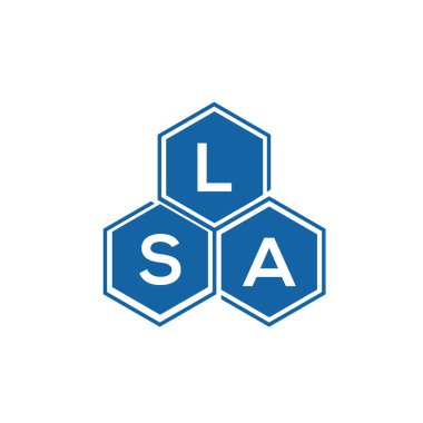Beyaz arka planda LSA harf logosu tasarımı. LSA yaratıcı harfler logosu konsepti. LSA harf tasarımı.