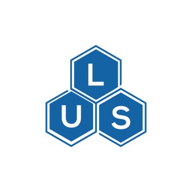 Beyaz arka planda LUS harfli logo tasarımı. LUS yaratıcı harfler logosu konsepti. LUS harf tasarımı.