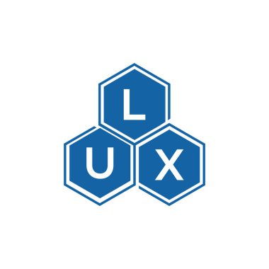 Beyaz arka planda LUX harfli logo tasarımı. LUX yaratıcı harflerin baş harfleri logo kavramı. LUX harf tasarımı.