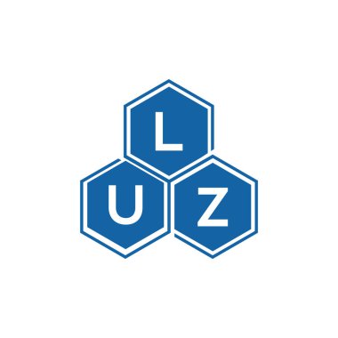 Beyaz arka planda LUZ harf logosu tasarımı. LUZ yaratıcı harflerin baş harfleri logo kavramı. LUZ harf tasarımı.