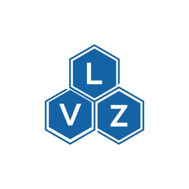 Beyaz arkaplanda LVZ harf logosu tasarımı. LVZ yaratıcı harflerin baş harfleri logo kavramı. LVZ harf tasarımı.
