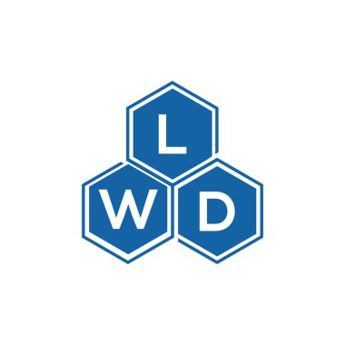 Beyaz arka planda LWD harf logosu tasarımı. LWD yaratıcı harflerin baş harfleri logo kavramı. LWD harf tasarımı.