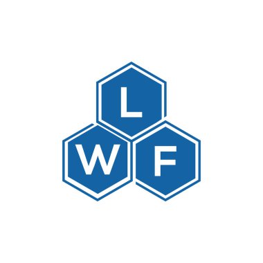 Beyaz arka planda LWF harf logosu tasarımı. LWF yaratıcı harflerin baş harfleri logo kavramı. LWF harf tasarımı.