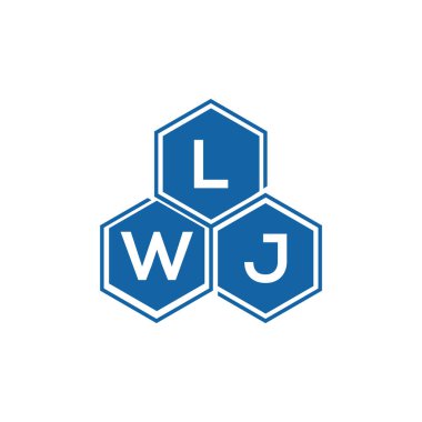 Beyaz arka planda LWJ harf logosu tasarımı. LWJ yaratıcı harflerin baş harfleri logo kavramı. LWJ harf tasarımı.