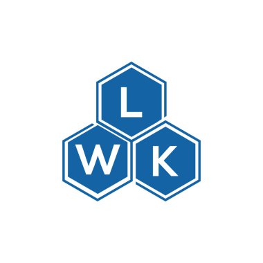 Beyaz arka planda LWK harf logosu tasarımı. LWK yaratıcı harflerin baş harfleri logo kavramı. LWK harf tasarımı.