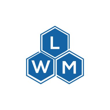 Beyaz arka planda LWM harf logosu tasarımı. LWM yaratıcı harflerin baş harfleri logo kavramı. LWM harf tasarımı.