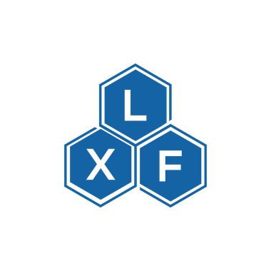 Beyaz arkaplanda LZBLXF harf logosu tasarımı. LXF yaratıcı harf logosu konsepti. LXF harf tasarımı.