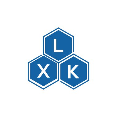 Beyaz arkaplanda LXK harf logosu tasarımı. LXK yaratıcı harflerin baş harfleri logo kavramı. LXK harf tasarımı.