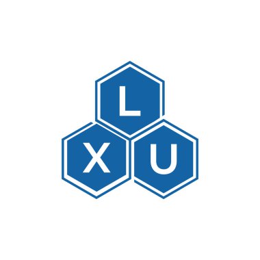 Beyaz arka planda LXU harf logosu tasarımı. LXU yaratıcı harf logosu konsepti. LXU harf tasarımı.