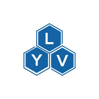Beyaz arkaplanda LYV harf logosu tasarımı. LYV yaratıcı harflerin baş harfleri logo kavramı. LYV harf tasarımı.