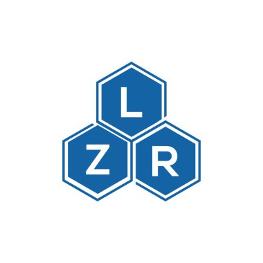 Beyaz arka planda LZR harf logosu tasarımı. LZR yaratıcı harflerin baş harfleri logo kavramı. LZR harf tasarımı.