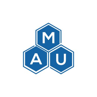 Beyaz arka planda MAU harf logosu tasarımı. MAU yaratıcı harf logosu konsepti. MAU harf tasarımı.