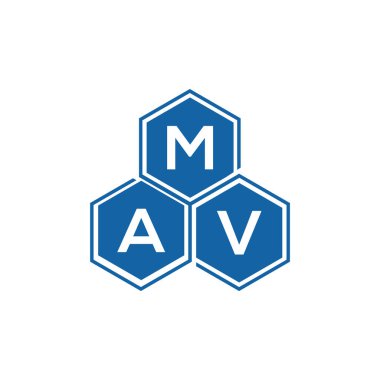 Beyaz arkaplanda MAV harf logosu tasarımı. MAV yaratıcı harf logosu konsepti. MAV harf tasarımı.