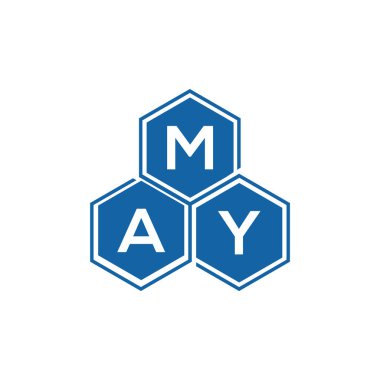 Beyaz arka planda Mayıs harfi logo tasarımı. Yaratıcı harflerin baş harfleri logo kavramı. Mayıs harf tasarımı.