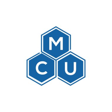Beyaz arka planda MCU harf logosu tasarımı. MCU yaratıcı harflerin baş harfleri logo kavramı. MCU harf tasarımı.