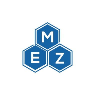 Beyaz arkaplanda MEZ harf logosu tasarımı. MEZ yaratıcı harflerin baş harfleri logo kavramı. MEZ harf tasarımı.